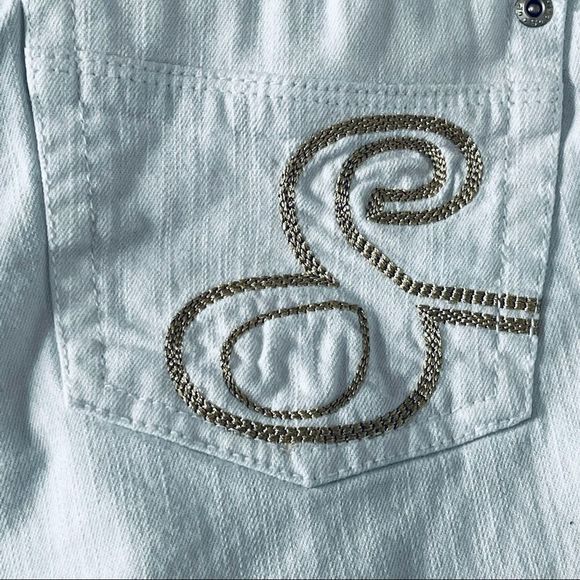 Southpole White Jean Shorts 7 Bermuda Length - Picture 10 of 13